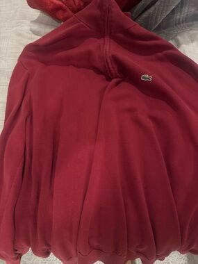Lacoste Burgundy Zip-Up Sweatshirt with Crocodile Logo